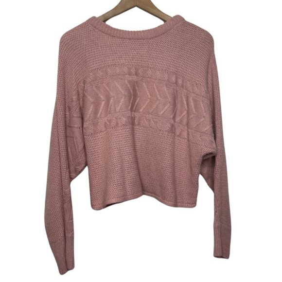 DEREK HEART | Pink Cropped Cross Back Sweater | Size L - Picture 1 of 10